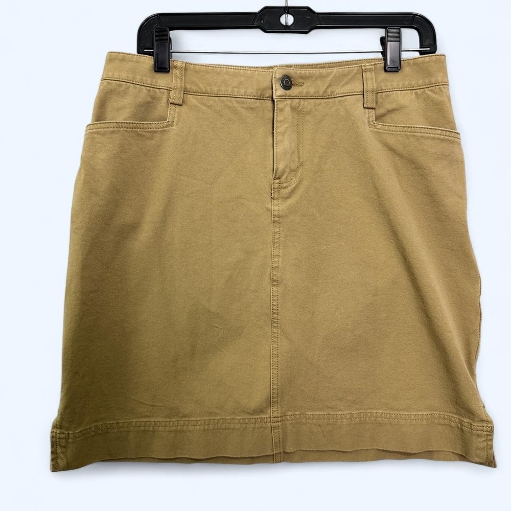 Duluth Trading Company 8 Khaki Cotton Stretch Short Straight Skirt Safari Earthy